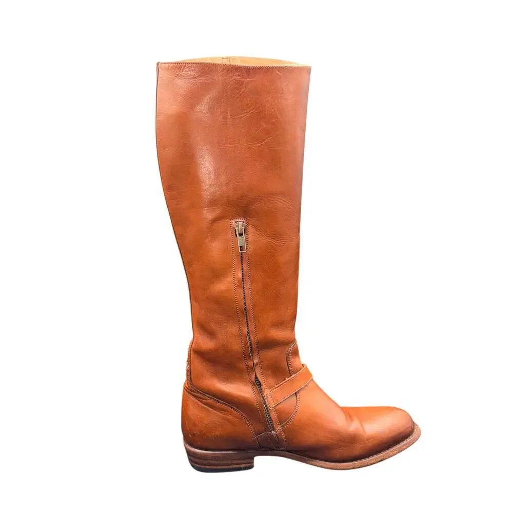 Frye Melissa Button 2 Tall Boots Cognac Leather Riding Boots 7M